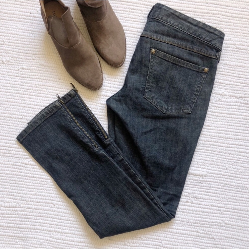 FREE PEOPLE WIDE LEG ANKLE ZIP JEANS